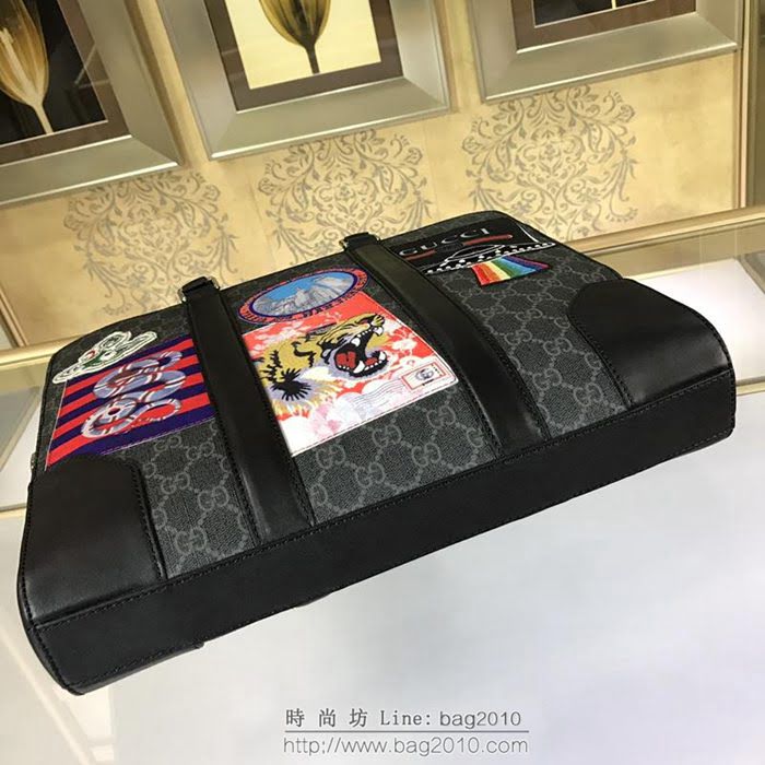 GUCCI 古馳男包 新款 474135 克pvc刺繡 Gucci男手提包 Gucci公事包